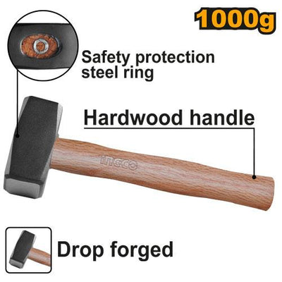 INGCO -  Stoning hammer 1000g  hardwood handle HSTH041000