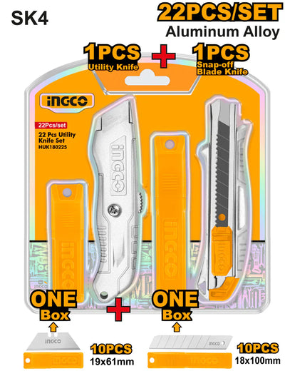 INGCO -  22 Pcs utility knife set  HUK180225