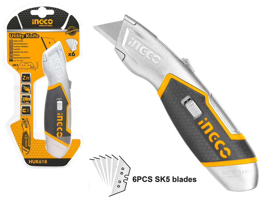 INGCO -  Utility knife 6pcs zinc HUK618