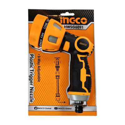 INGCO -  Plastic trigger nozzle 9 spray pattern with adapter HWSG6091