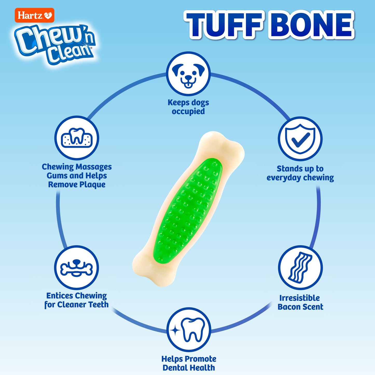 Hartz - Chew n Clean Tuff Bone - Extra Small Durable Scented Chew Toy