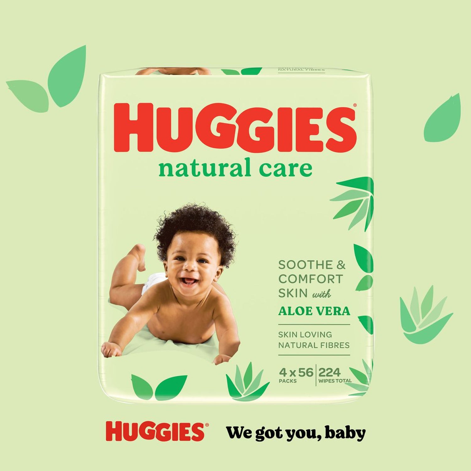 Huggies Baby - Wet Cleansing Wipes - Natural Care - Quad Pack - 224ct