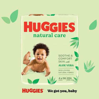 Huggies Baby - Wet Cleansing Wipes - Natural Care - Quad Pack - 224ct