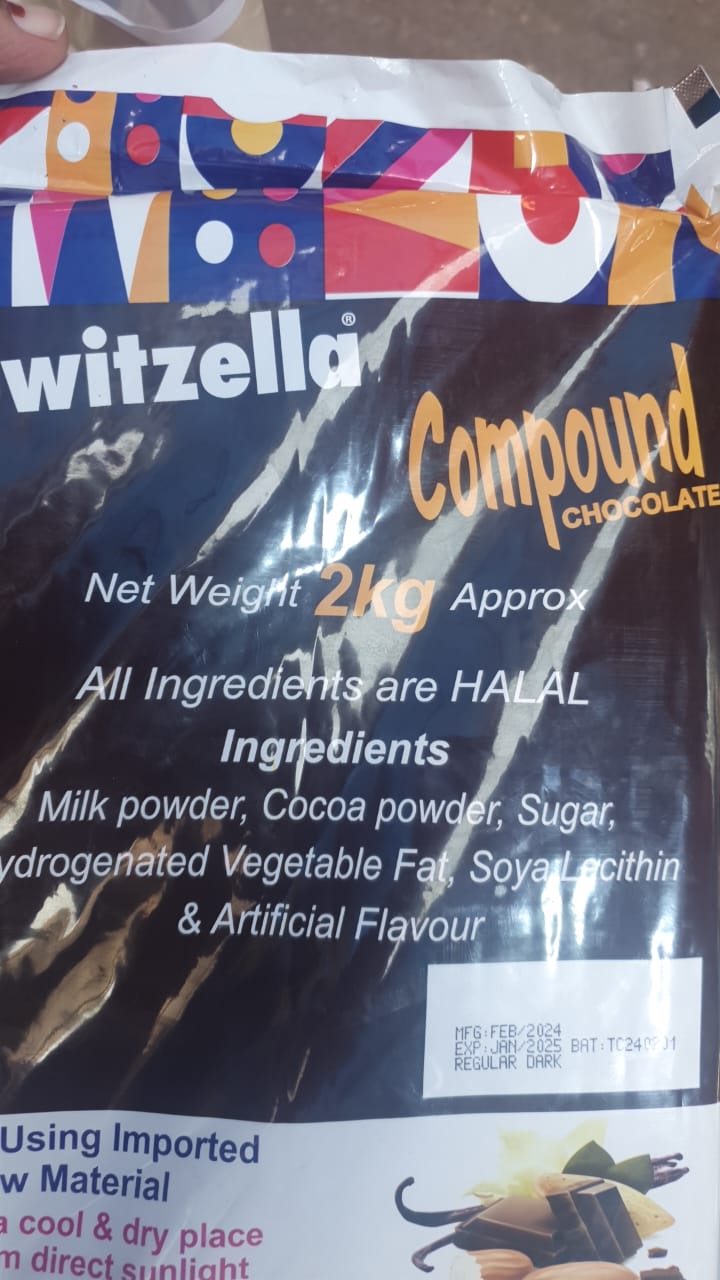 Taj Confectionary - SWITZELLA - Regular Dark - 2KG - Compound Chocolate Bar