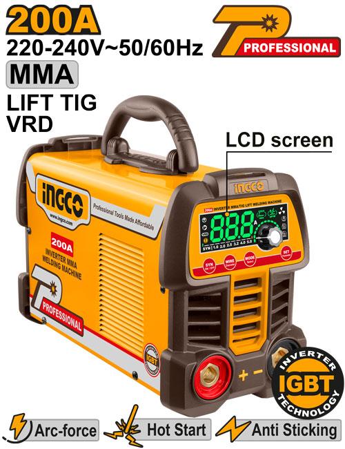 INGCO -  Inverter MMA/TIG Lift welding machine 79v ING-MMA200691