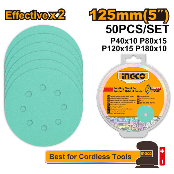 INGCO -  Sanding sheet for random orbital sander  AKRS125050