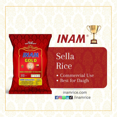 Inam Rice - Gold Sella - Double Steamed - Easy Cook - Parboiled (Sella) Rice - XXL - 1121 - Basmati - 1 KG Pack