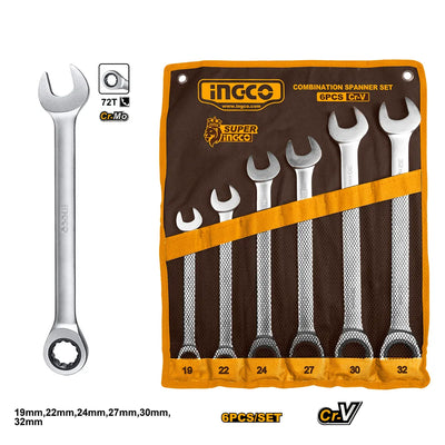INGCO -  Ratchet spanner set 6pcs HKSPAR1061