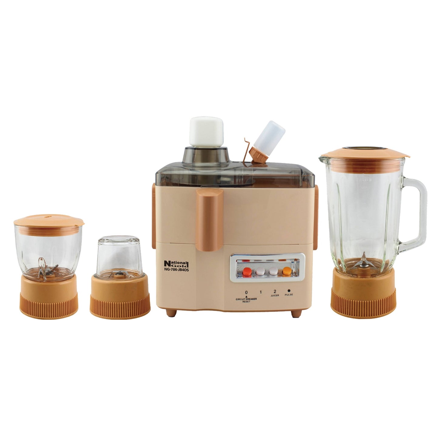 National Gold (NG) - Juicer Blender - 4 IN 1 - 500W - 1.25L Glass Jar - Glass Mincer - Grinding Mill - NG786-JB40S