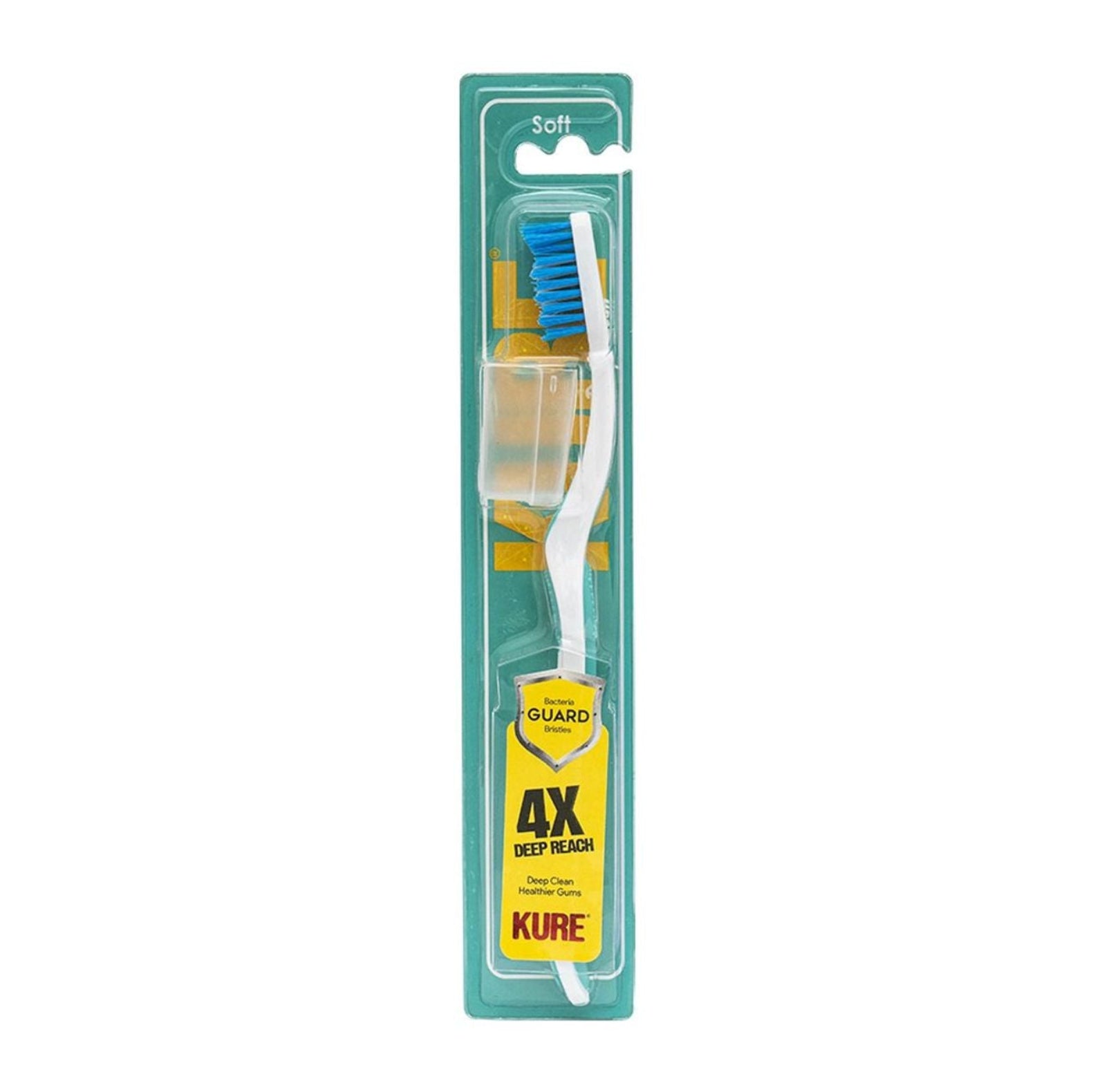 Kuru toothbrush packaging with toothbrushes inside on a white background