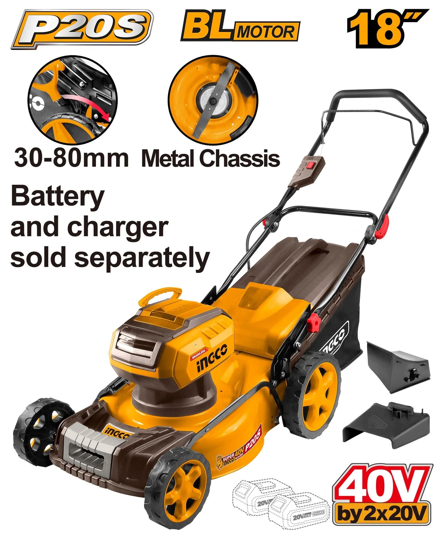 INGCO -  Cordless lawn mower 20V LMLI20185