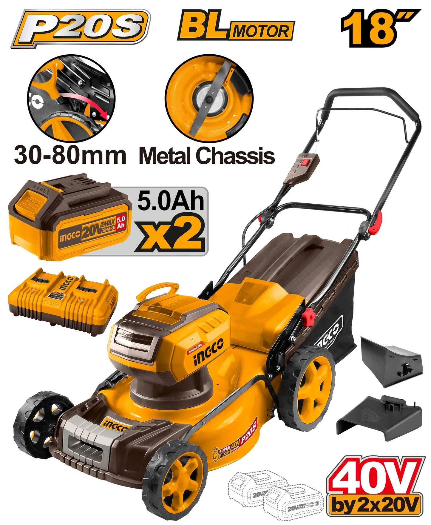 INGCO -  Cordless lawn mower 20V LMLI20186
