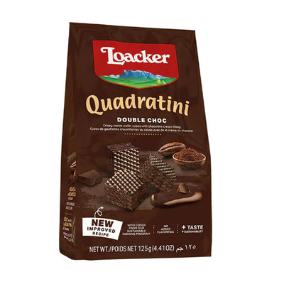 Loacker - Quadratini Wafer - Double Chocolate - 125gm - 24 CT