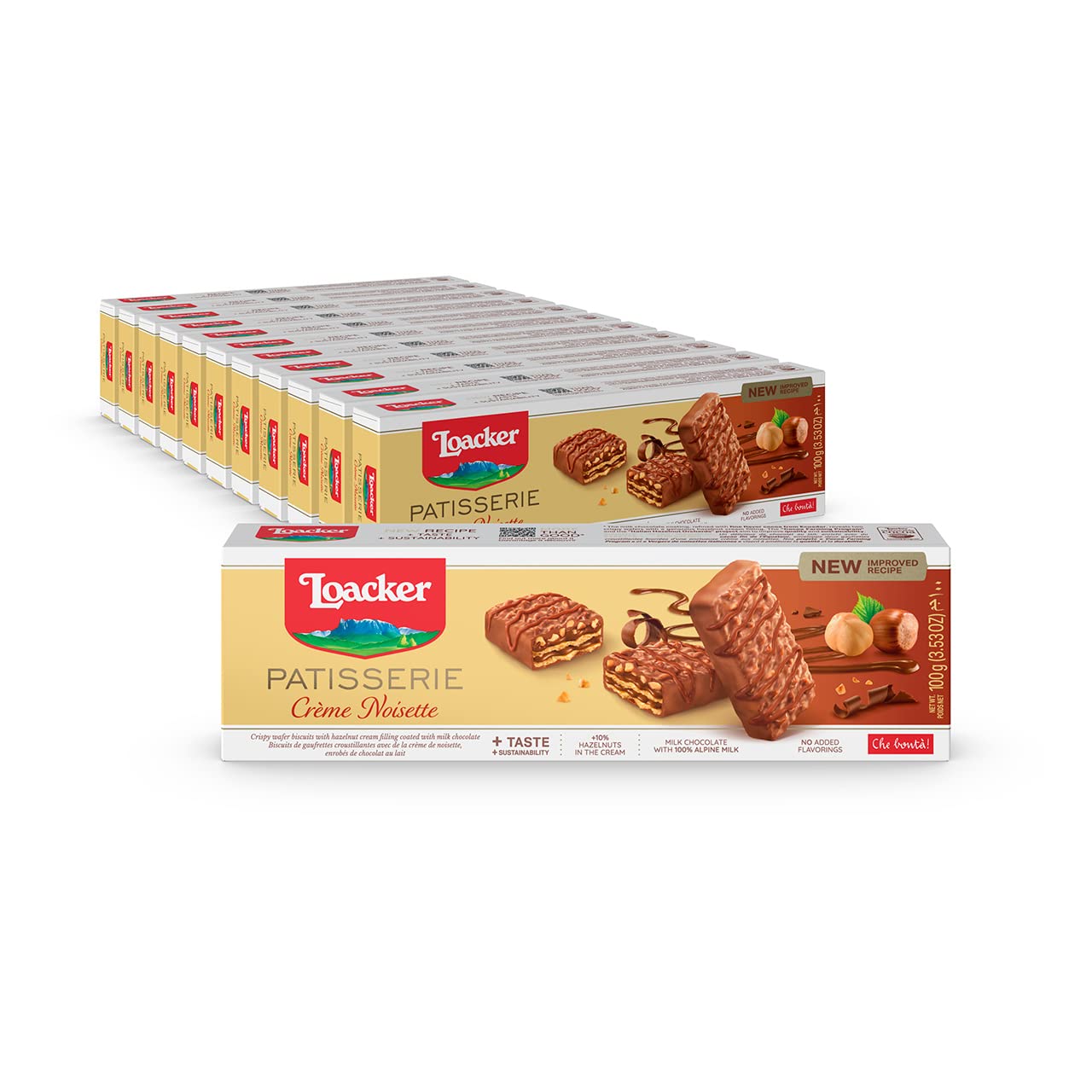 Loacker - Quadratini Patisserie - Crème Noisette - 100gm - 12 CT