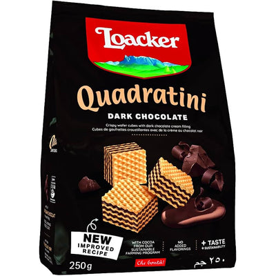 Loacker - Quadratini Wafer - Dark Chocolate - 250gm - 18 CT
