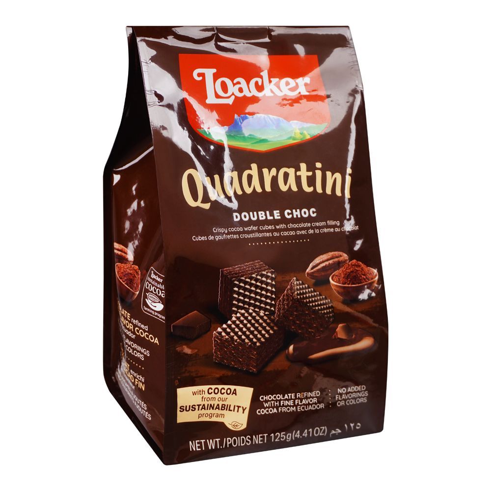 Loacker - Quadratini Wafer - Double Chocolate - 125gm - 24 CT