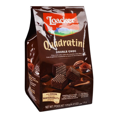 Loacker - Quadratini Wafer - Double Chocolate - 125gm - 24 CT