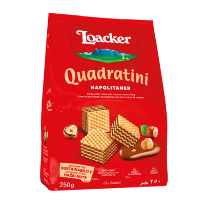 Loacker - Quadratini Wafer - Napolitaner - 250gm - 18 CT