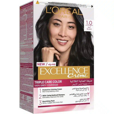L'Oreal - New EXCELLENCE Creme - HAIR COLOUR - 1 BLACK - 48ml