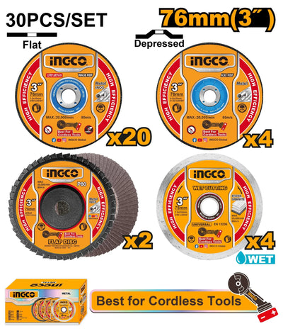 INGCO -  Cutting and grinding disc set  MCD07630