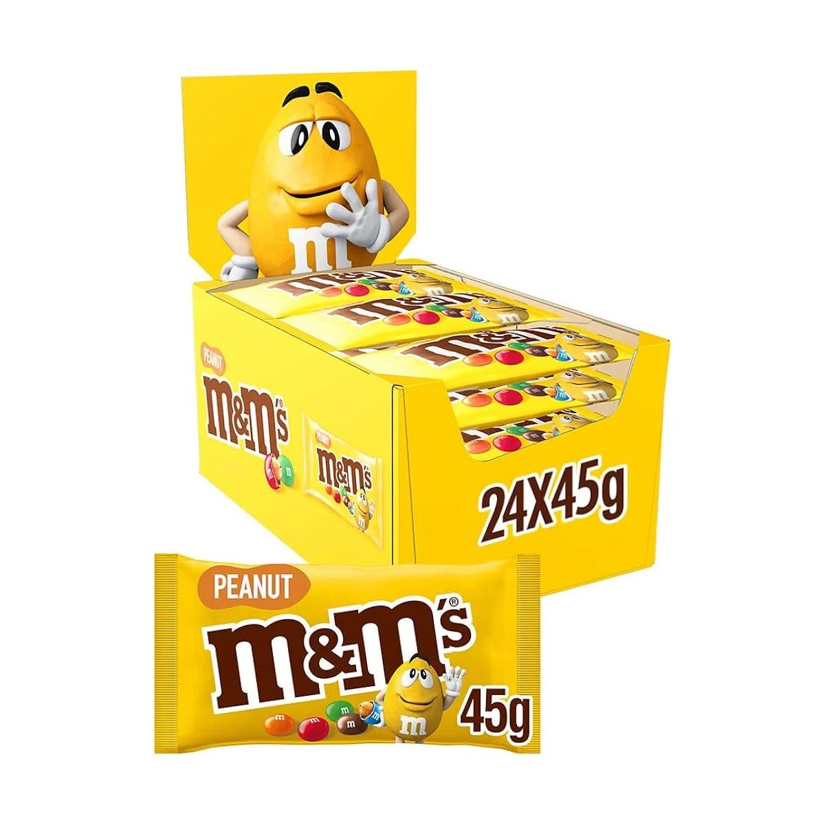 M&Ms - Peanut -Chocolate Candy - 24 Pcs x 45 gm