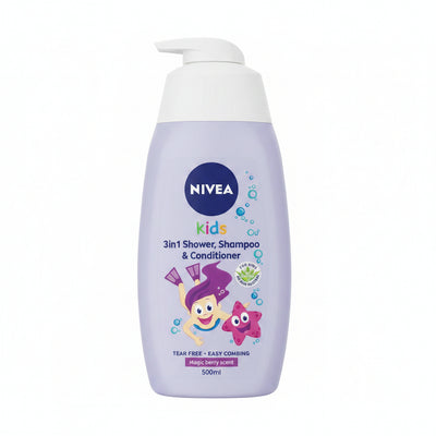 NIVEA - KIDS - Magic Berry Scent - 3 in 1 Shower - Shampoo & Conditioner - 500ml