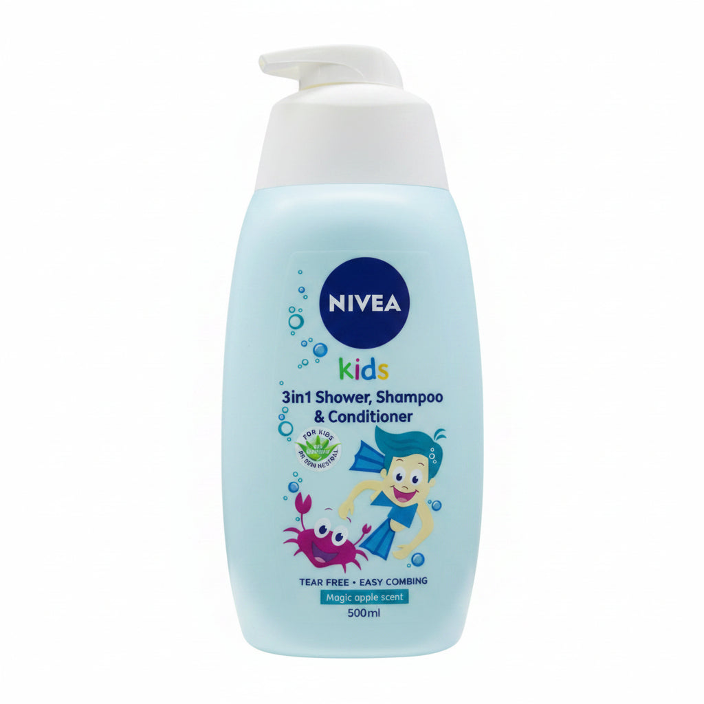NIVEA - KIDS - Magic Apple Scent - 3 in 1 Shower - Shampoo & Conditioner - 500ml