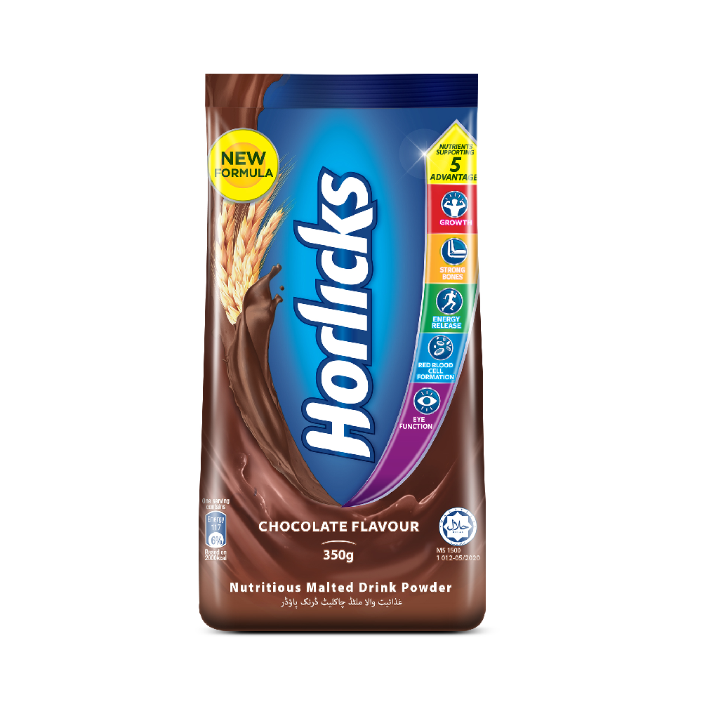 Horlicks - Chocolate - Nutritious Malted Drink Powder - 350 GM Pouch