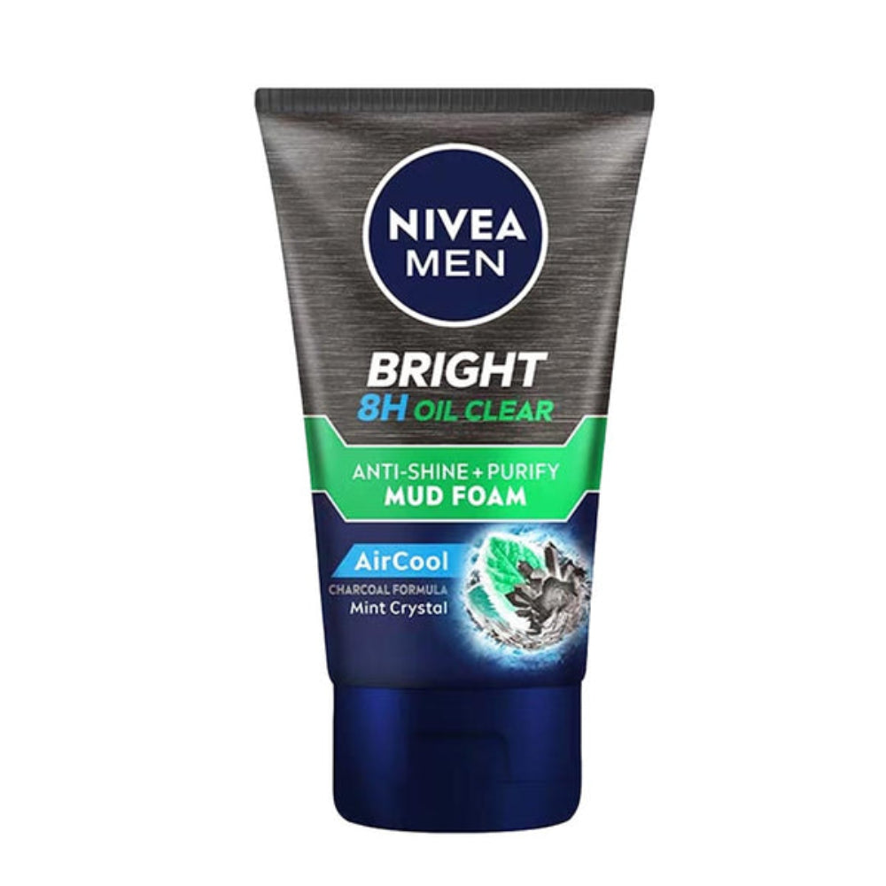 NIVEA MEN - BRIGHT - FACE WASH - 8H OIL CLEAR - MUD FOAM - 100ml