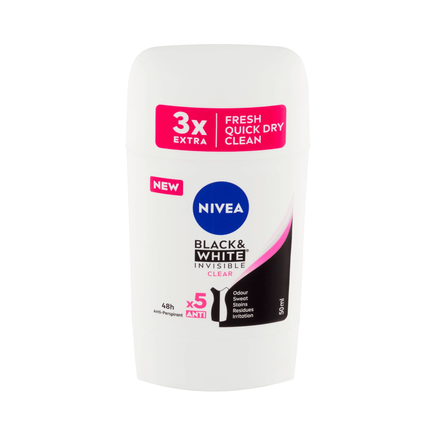 Nivea Women - Black & White - Invisible Clear - Anti-Perspirant - Deo Stick - 50 ml / 1.7 oz