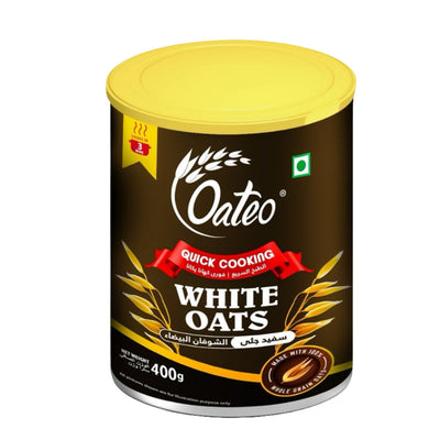 Oateo White Oats 400g | Tin Packing | Premium White Oats for Healthy Breakfast Versatile Cooking