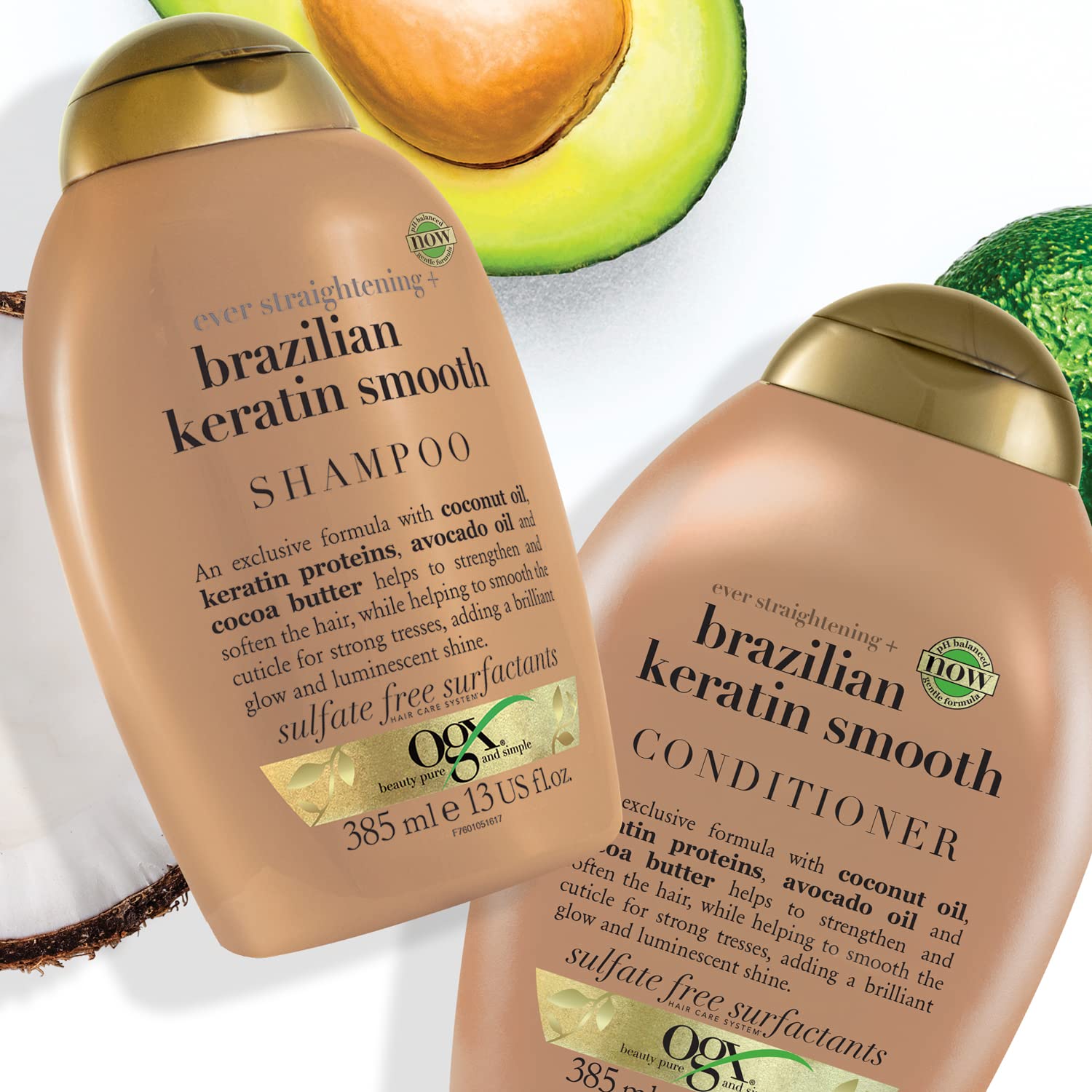 Organix - Shampoo - Brazilian Keratin With Coconut & Avocado Oil - Ever Straightening - Smooth 385ML
