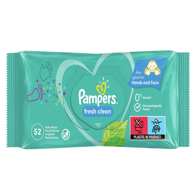 PAMPERS - Fresh Clean - 2 in 1 Gently Cleans & Protects - 52 Baby Wipes