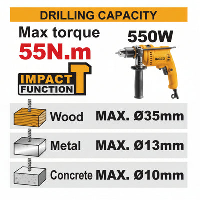 INGCO - Compact Brushless Cordless Impact Drill - Item No. CIDLI 20558 Industrial