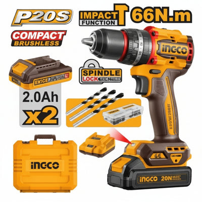 INGCO - Compact Brushless Cordless Impact Drill - Item No. CIDLI 20668 Industrial
