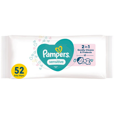Pampers - Sensitive - Baby Wipes - Plastic Free - 52 Pack