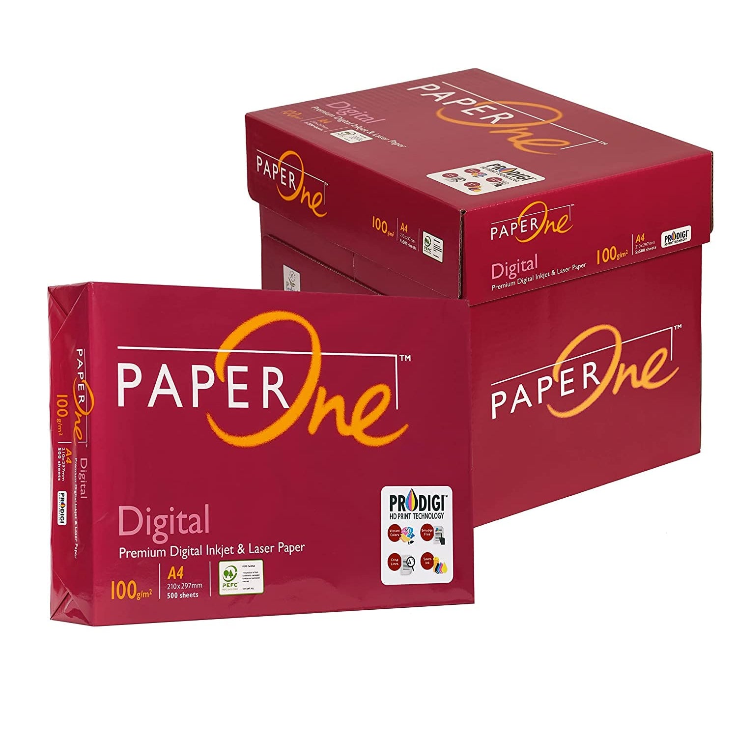 PaperOne - Ink Jet & Laser Paper - A4 - 100 Gsm - 500 Sheets - 5xReams (1 Box)