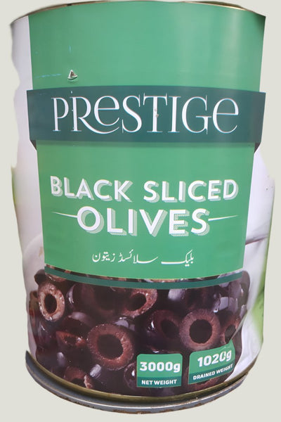 Prestige - Sliced - Ripe Black Olives - 3000 GM (1020g Drained Weight)