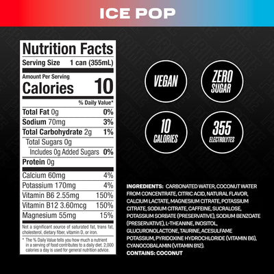 Prime Hydration - Energy Drink - Zero Sugar - Ice Pop - 330 ML (12 Pack)