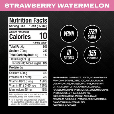 Prime Hydration - Strawberry Watermelon - Energy Drink - Zero Sugar - 330 ML (12 Pack)