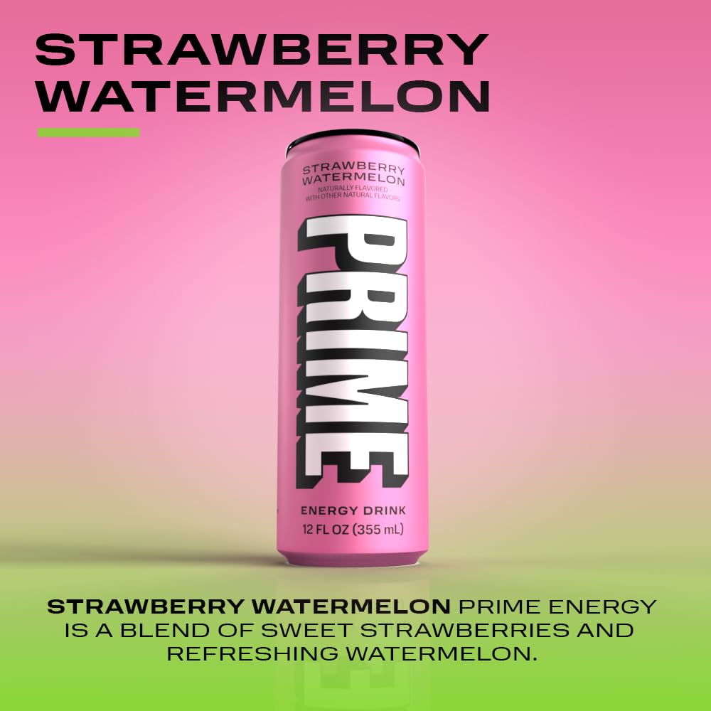 Prime Hydration - Strawberry Watermelon - Energy Drink - Zero Sugar - 330 ML (12 Pack)