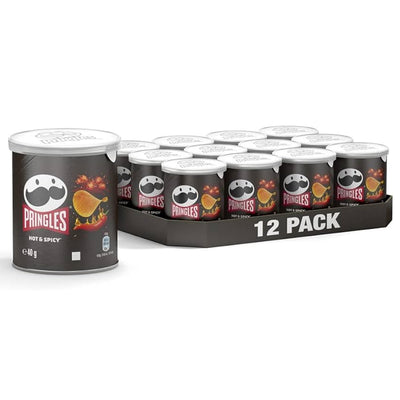 Pringles - Potato Crisps - Hot & Spicy - Pop & Go Stack - 40gm (x12)