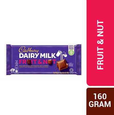 Cadbury Dairy Milk Chocolate - Fruit & Nut - 160g - 12 Pcs