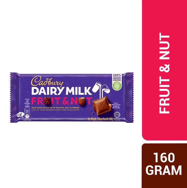 Cadbury Dairy Milk Chocolate - Fruit & Nut - 160g - 12 Pcs