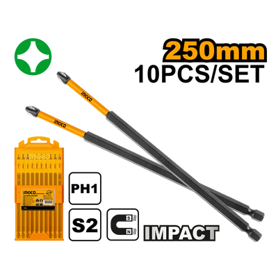INGCO -  Impact screwdriver bits ph1 250mm 10 pcs SDBIM11PH1103