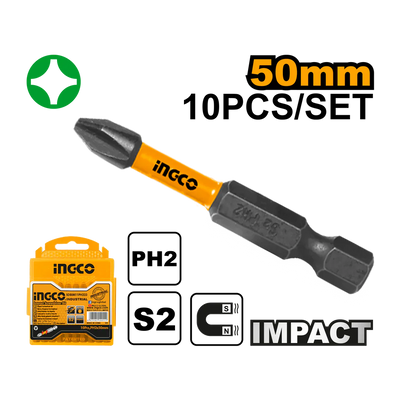 INGCO -  Impact screwdriver bits PH2 50MM 10PCS SDBIM11PH223