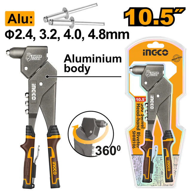 INGCO -  360°Swivel head-hand riveter 10.5" SHHR106