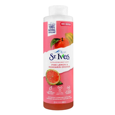 ST. Ives - Pink Lemon and Mandarin Orange - Radiant Skin Exfoliating Shower Gel Body Wash - 650 ml / 22 Fl. Oz