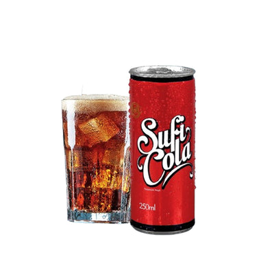 Sufi - Cola - Classic - Cola - Flavored Soft Drink - 250 ML - 12 Cans - 1 Pack