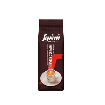 Segafredo coffee bag with a cup and saucer on a white background